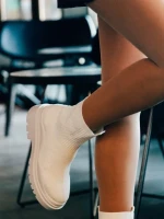 Cizme dama albe din material textil Mulana