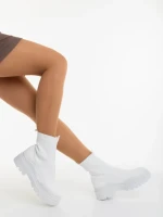 Cizme dama albe din material textil Mulana