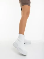 Cizme dama albe din material textil Mulana