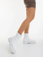 Cizme dama albe din material textil Mulana