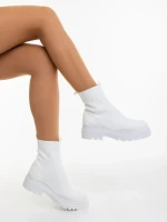 Cizme dama albe din material textil Mulana