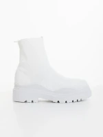 Cizme dama albe din material textil Mulana