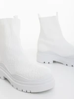 Cizme dama albe din material textil Mulana