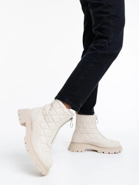 Botine dama bej din piele ecologica Katarina