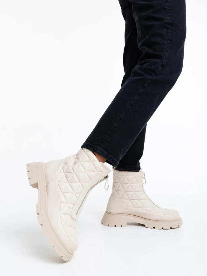 Botine dama bej din piele ecologica Katarina