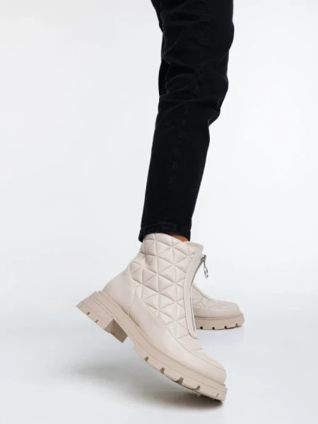 Botine dama bej din piele ecologica Katarina