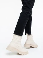 Botine dama bej din piele ecologica Katarina