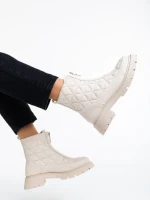 Botine dama bej din piele ecologica Katarina