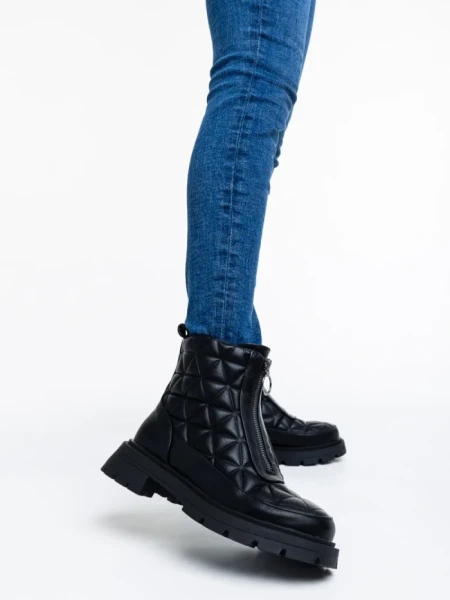 Botine dama negre din piele ecologica Katarina