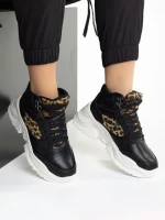 Pantofi sport dama negri din piele ecologica Renia