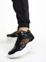 Pantofi sport dama negri din piele ecologica Renia