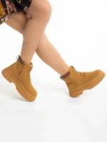 Ghete dama camel din piele ecologica Isley