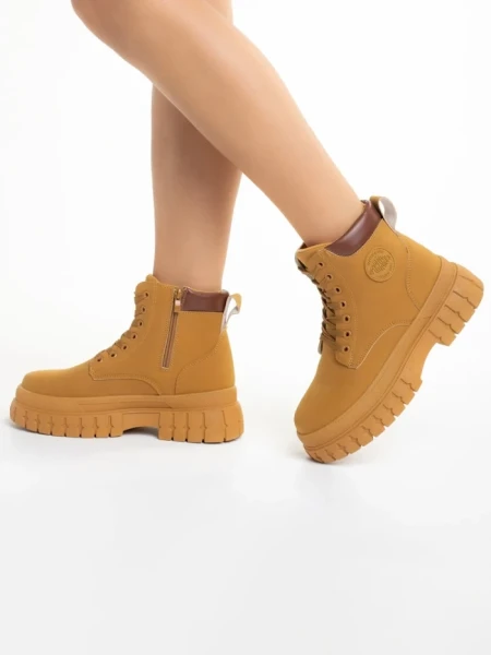 Ghete dama camel din piele ecologica Isley