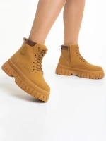 Ghete dama camel din piele ecologica Isley