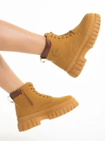 Ghete dama camel din piele ecologica Isley