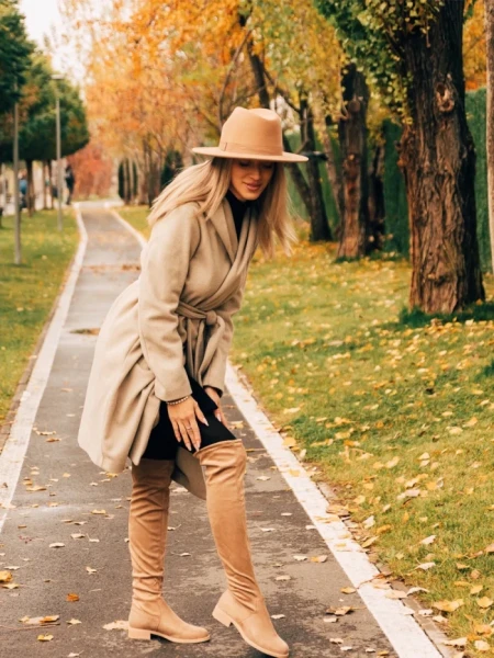 Cizme dama bej din material textil Verria