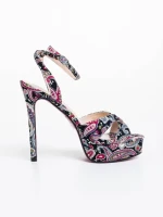 Sandale dama rosii cu negru din material textil Teyona