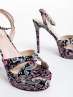 Sandale dama rosii cu negru din material textil Teyona