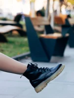 Ghete dama negre din piele ecologica Fincera