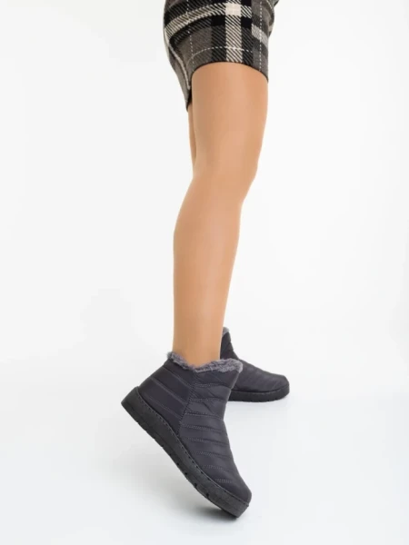 Ghete dama gri  din material textil Atala