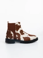 Botine dama maro cu alb din material textil Warda