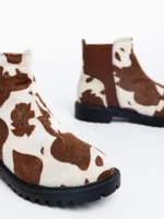 Botine dama maro cu alb din material textil Warda