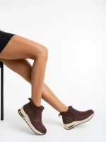 Botine dama maro din material textil Lyuba