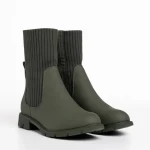 Botine dama verzi din piele ecologica si material textil Camryn