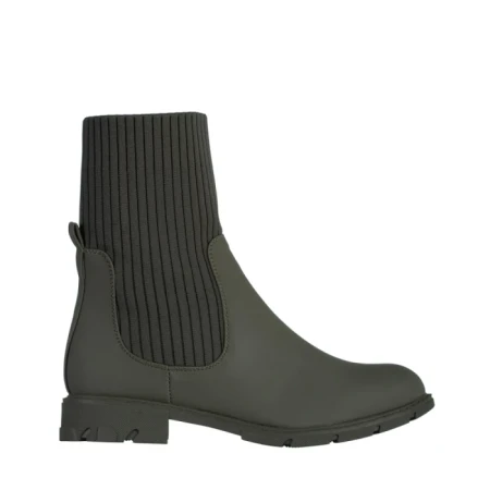 Botine dama verzi din piele ecologica si material textil Camryn