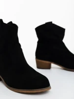 Botine dama negre din material textil Cosara