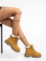 Ghete dama camel din piele ecologica Tolena