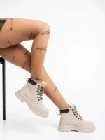 Ghete dama bej din piele ecologica Kaylea