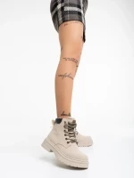 Ghete dama bej din piele ecologica Kaylea