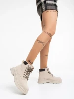 Ghete dama bej din piele ecologica Kaylea