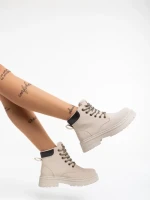 Ghete dama bej din piele ecologica Kaylea