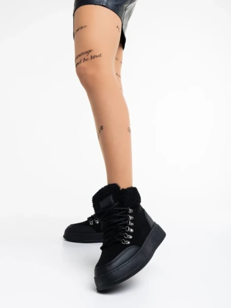 Ghete dama negre din material textil Clarabelle