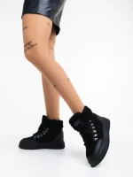 Ghete dama negre din material textil Clarabelle