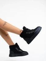 Ghete dama negre din material textil Clarabelle