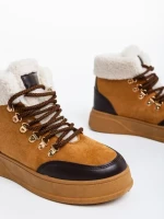 Ghete dama camel din material textil Clarabelle