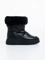 Cizme dama negre din piele ecologica si material textil Janicia