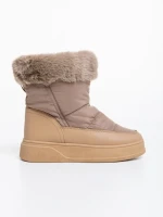 Cizme dama bej din piele ecologica si material textil Janicia