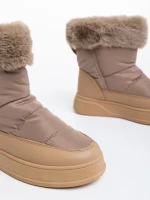 Cizme dama bej din piele ecologica si material textil Janicia