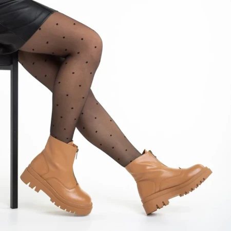 Botine dama camel  din piele ecologica Celestina