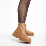Botine dama camel  din piele ecologica Celestina