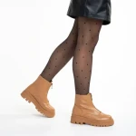 Botine dama camel  din piele ecologica Celestina