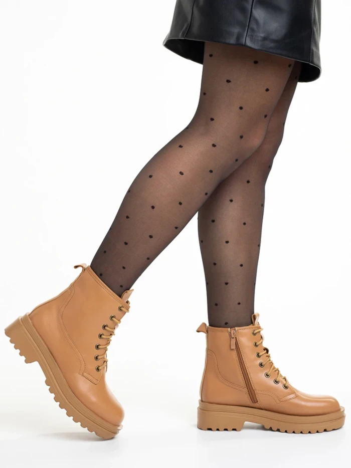 Botine dama bej din piele ecologica Adora