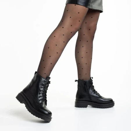 Botine dama negre din piele ecologica Adora