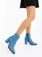 Botine dama albastre din material textil Eleonora