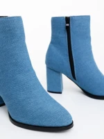 Botine dama albastre din material textil Eleonora