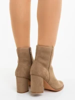 Botine dama bej din material textil Eleonora